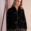 Naya Knit Print Jacquard Jacket In Black Tigerlily
