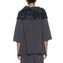 Igor Lavander Top With Shaw Collar In Grey Pinstripe