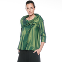 Igor Saffron Top In Emerald With Shawl Collar