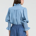 Vilagallo Volantes Denim Shirt In Light Blue