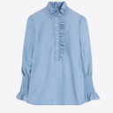 Vilagallo Volantes Denim Shirt In Light Blue