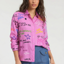 Vilagallo Tee Noria Silk Print Shirt In Pink