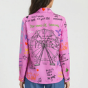 Vilagallo Tee Noria Silk Print Shirt In Pink