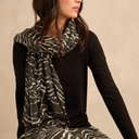 Sahara Dancing Wave Scarf In Slate And Ecru
