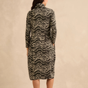 Sahara Dancing Waves Jersey Zip Neck Dress In Slate And Ecru