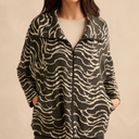 Sahara Dancing Waves Zip Boxy Jacket In Slate And Ecru