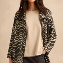 Sahara Dancing Waves Zip Boxy Jacket In Slate And Ecru