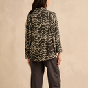 Sahara Dancing Waves Zip Boxy Jacket In Slate And Ecru