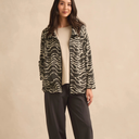 Sahara Dancing Waves Zip Boxy Jacket In Slate And Ecru