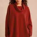 Sahara Merino Wool Cowl Neck Sweater in Conker