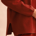 Sahara Merino Wool Cowl Neck Sweater in Conker