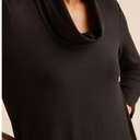 Sahara Fluid Crepe Bubble Dress In Black With Cowl Neck