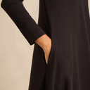 Sahara Fluid Crepe Bubble Dress In Black With Cowl Neck
