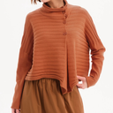 Tirelli Cowl Neck Button Knit Cardigan In Amberstone