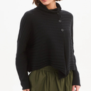 Tirelli Cowl Neck Button Knit Cardigan In Black