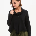 Tirelli Cowl Neck Button Knit Cardigan In Black