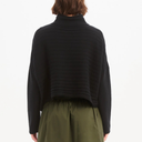 Tirelli Cowl Neck Button Knit Cardigan In Black