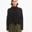 Tirelli Cowl Neck Button Knit Cardigan In Black
