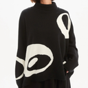 Tirelli Retro Circle Print Knit Sweater In Navy/Cream