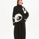 Tirelli Retro Circle Print Knit Sweater In Navy/Cream