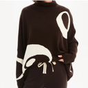 Tirelli Retro Circle Print Knit Sweater In Chocolate/Cream
