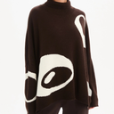 Tirelli Retro Circle Print Knit Sweater In Chocolate/Cream