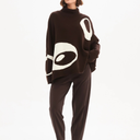 Tirelli Retro Circle Print Knit Sweater In Chocolate/Cream