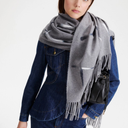 Marella Mllmarea Fringed Scarf In Grey Patterned