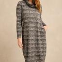 Sahara Abstract Ripple Jersey Bubble Dress In Dove Multi