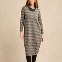 Sahara Abstract Ripple Jersey Bubble Dress In Dove Multi
