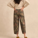Sahara Vintage Damask Denim Bubble Trouser In Grey Multi