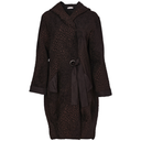 Naya Jacquard Section Coat With Ring Detail In Black And Choko