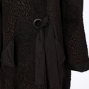 Naya Jacquard Section Coat With Ring Detail In Black And Choko