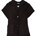 Naya Jacquard Sleeveless Hooded Gilet Top In Black And Choko