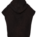 Naya Jacquard Sleeveless Hooded Gilet Top In Black And Choko