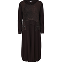 Naya Dress With Hood And Embossed Detailing In Black And Choko
