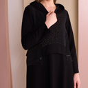 Naya Dress With Hood And Embossed Detailing In Black And Choko