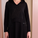 Naya Dress With Hood And Embossed Detailing In Black And Choko