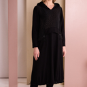 Naya Dress With Hood And Embossed Detailing In Black And Choko
