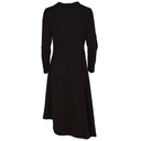 Naya Round Neck Dress With Print Pocket And Metallic Trim In Black And Choko