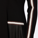 Naya Round Neck Dress With Print Pocket And Metallic Trim In Black And Choko