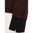 Naya Round Neck Top With Flocking Stitch Detail In Black And Choko