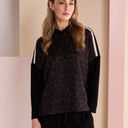 Naya Animal Print Shirt With Contrast Trim In Black And Choko