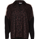 Naya Animal Print Shirt With Contrast Trim In Black And Choko