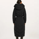 Beaumont Valea Quilted Long Coat With Hood In Black