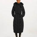 Beaumont Valea Quilted Long Coat With Hood In Black