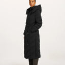 Beaumont Valea Quilted Long Coat With Hood In Black