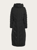 Beaumont Valea Quilted Long Coat With Hood In Black