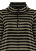 Kozan Fabian Striped Dress In Black And Taupe With Taffeta Hem