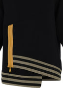 Kozan Mix Top With Black And Taupe Stripes And Yellow Zip Feature